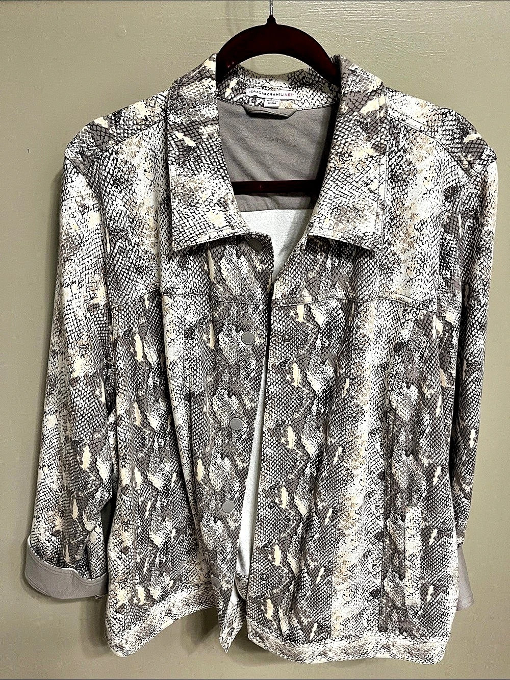 Isaac Mizrahi Live! Snake Print Snap Front Jacket Size 3X